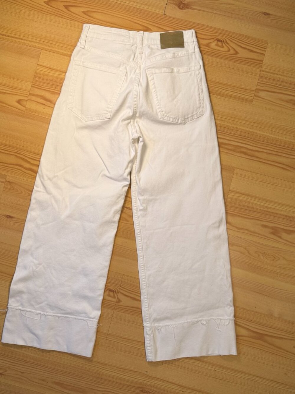 Rag & Bone Women's Size 25 White Wide-Leg Denim Jeans Frayed Hem High Rise - Picture 4 of 16